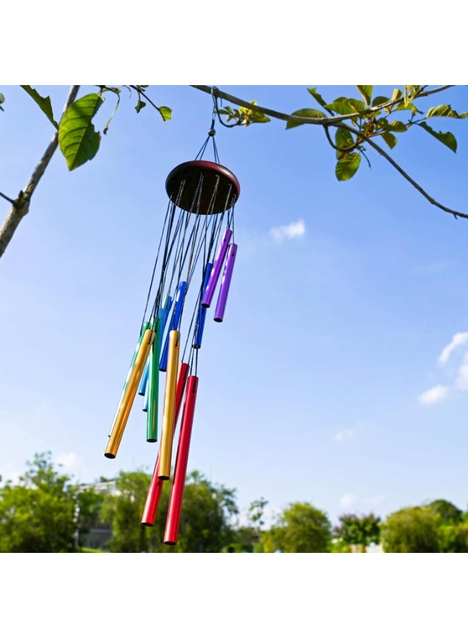Outdoor Colorful Wind Chimes for Outside with 12 Aluminum Tubes for Garden Patio Balcony and Home Decor - Image 5